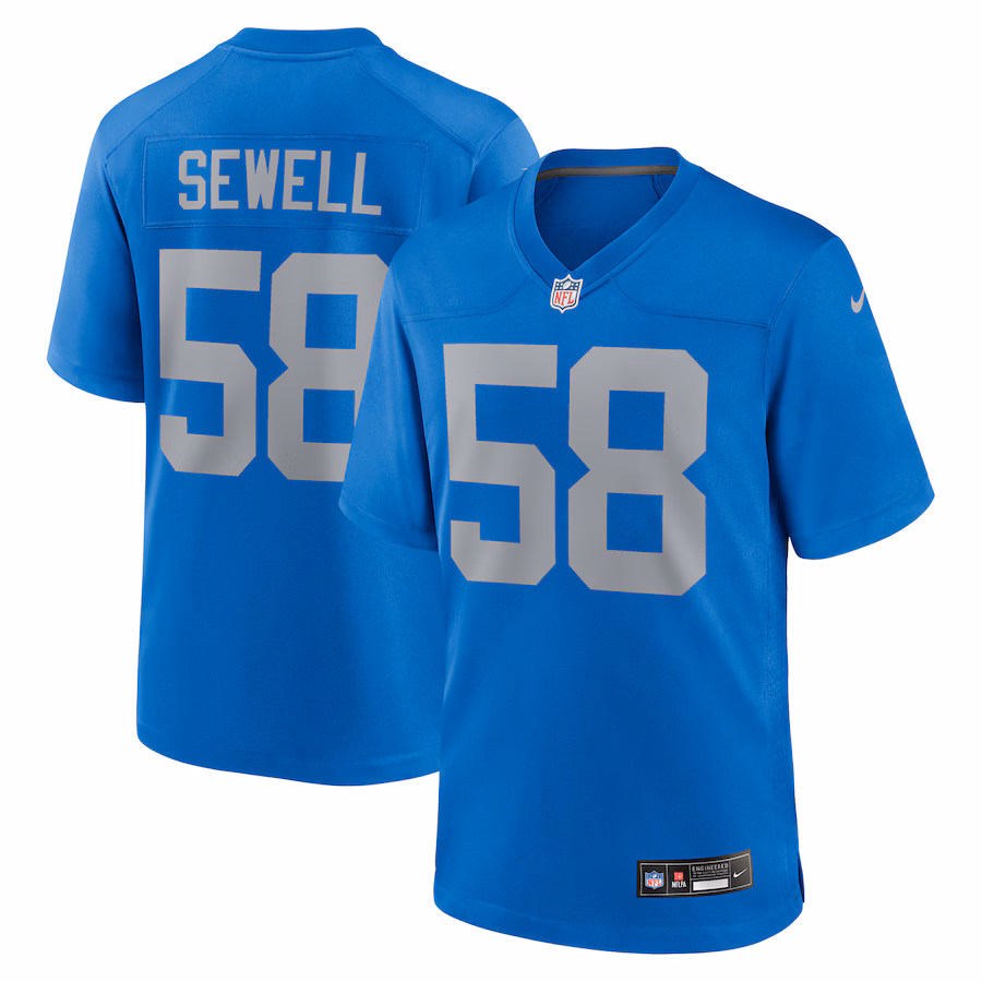 Men's Detroit Lions Penei Sewell Nike Blue Alternate Game Jersey - Jersey