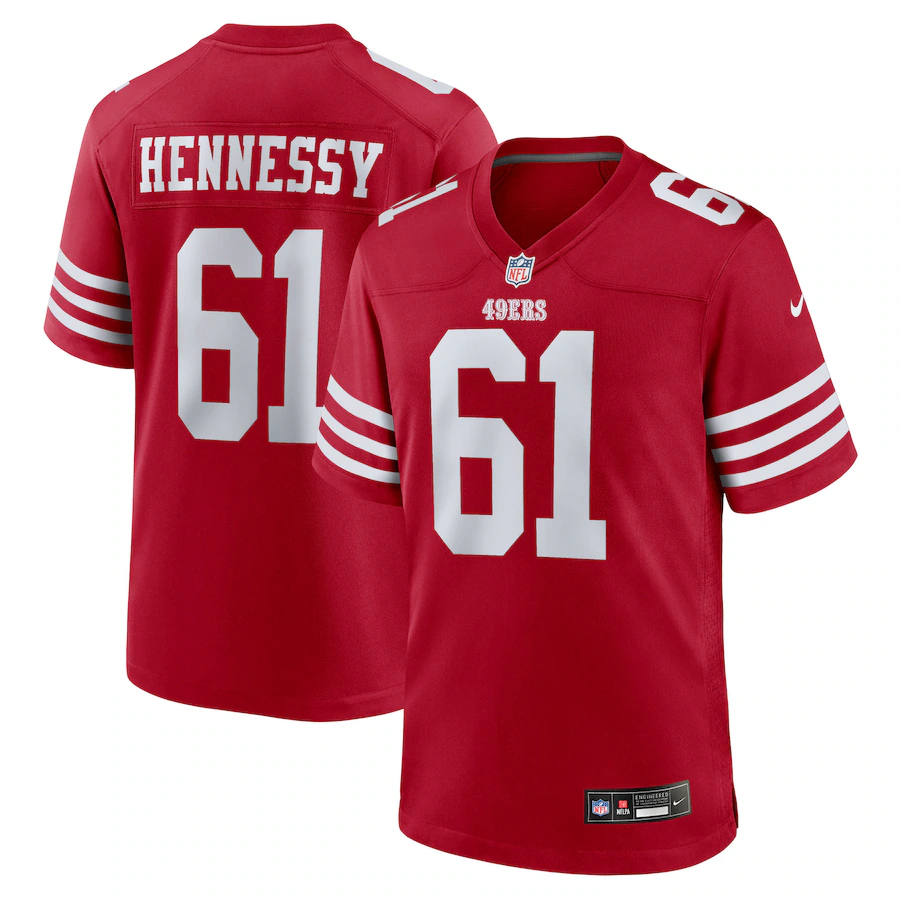 Men's San Francisco 49ers Matt Hennessy Nike Scarlet Team Game Jersey - Jersey