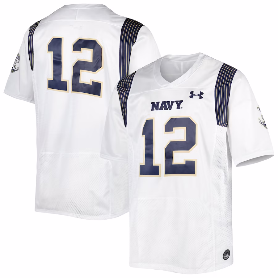 #12 Navy Midshipmen Under Armour Premier Limited Jersey - White - Jersey