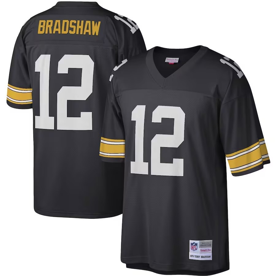 Men's Pittsburgh Steelers Terry Bradshaw Mitchell & Ness Black Legacy Replica Jersey - Jersey