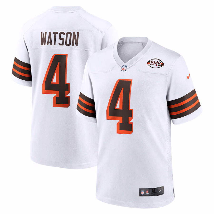 Men's Cleveland Browns Deshaun Watson Nike White Alternate Game Jersey - Jersey