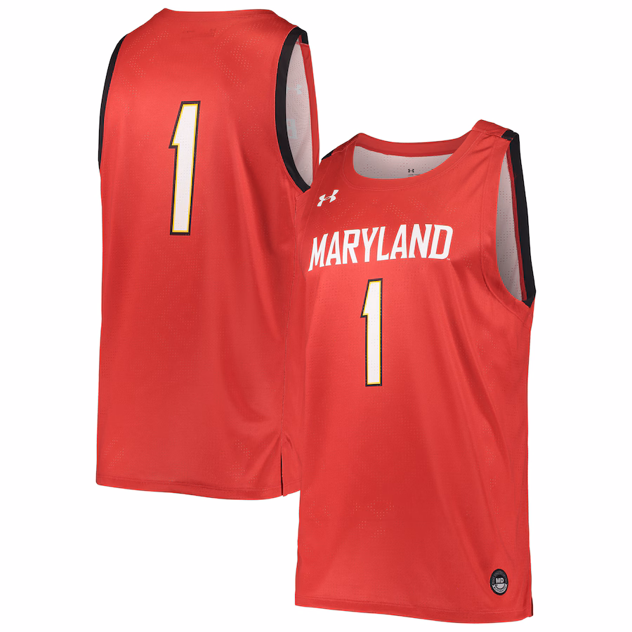Men's Under Armour #1 Red Maryland Terrapins College Replica Basketball Jersey - Jersey