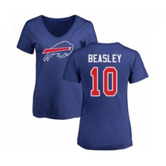 Football Women's Buffalo Bills #10 Cole Beasley Royal Blue Name & Number Logo T-Shirt - Jersey