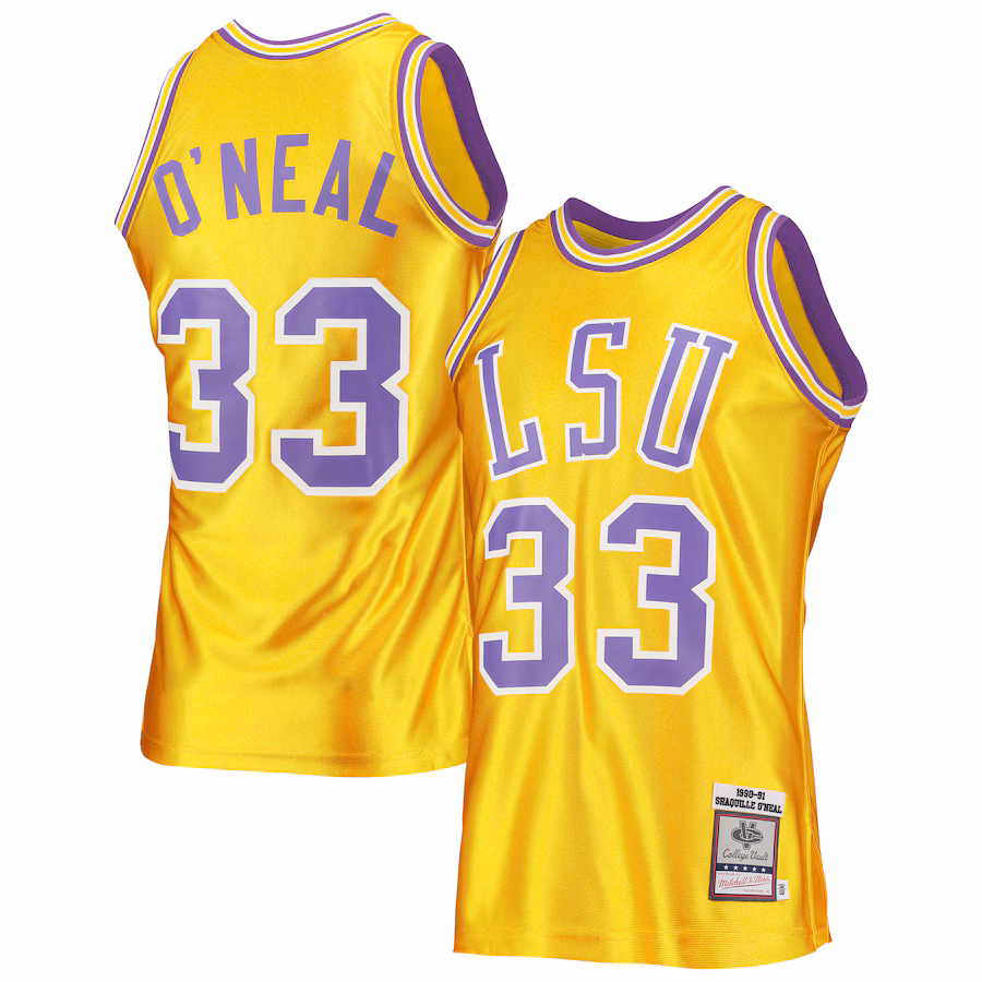 Shaquille O'Neal LSU Tigers Mitchell & Ness 1990/91 Authentic Throwback College Jersey - Gold - Jersey