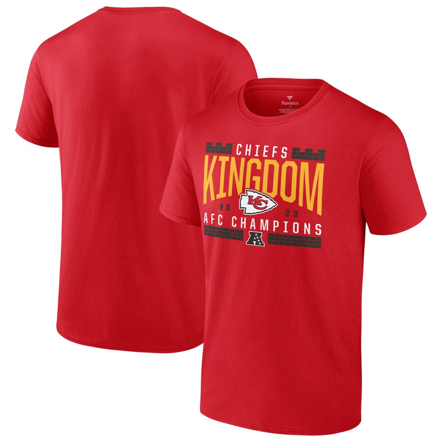Men's Kansas City Chiefs Fanatics Red 2023 AFC Champions Hometown Not Done T-Shirt - Jersey