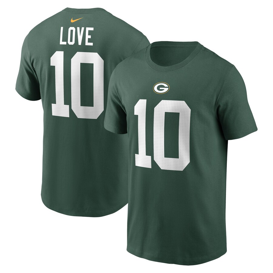 Men's Green Bay Packers Jordan Love Nike Green Player Name & Number T-Shirt - Jersey
