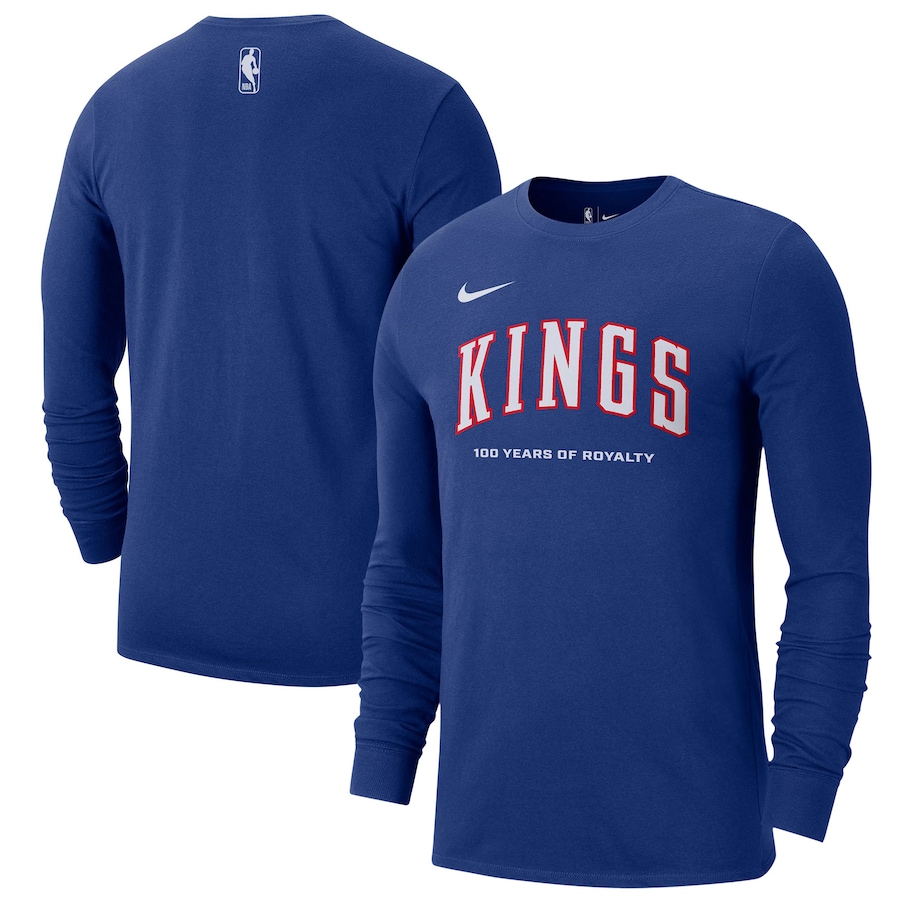 Men's Sacramento Kings Nike Blue 2024/25 City Edition Essential Logo Long Sleeve T-Shirt - Jersey