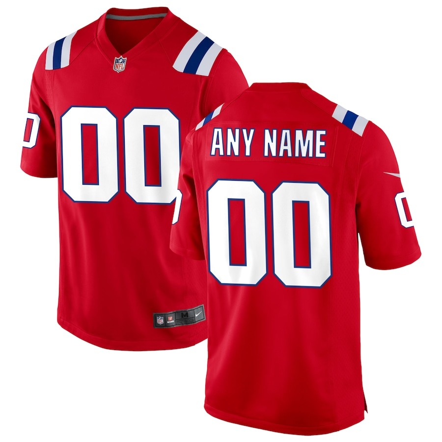 Men's New England Patriots Nike Red Alternate Custom Jersey - Jersey
