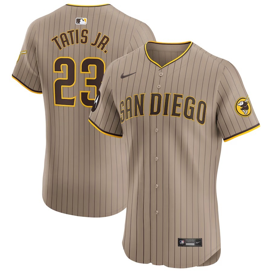 Men's San Diego Padres Fernando Tatis Jr. Nike Tan Alternate Elite Sponsor Patch Player Jersey - Jersey