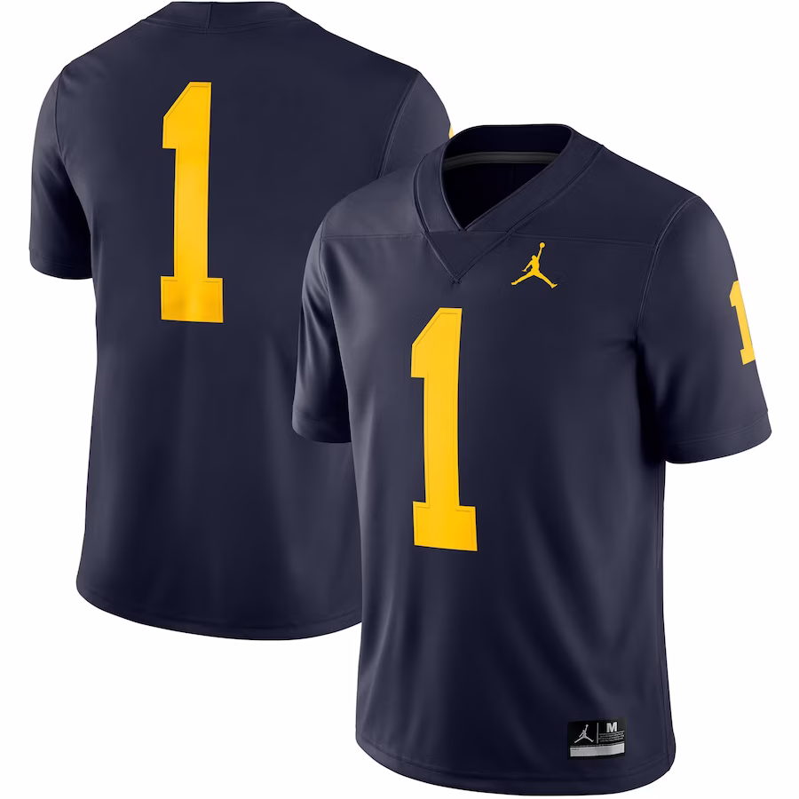 #1 Michigan Wolverines Jordan Brand Women's Team Game Football Jersey - Navy - Jersey