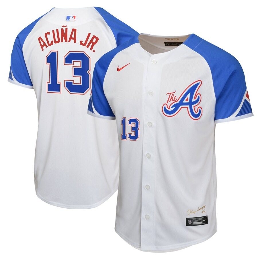 Youth Atlanta Braves Ronald Acuña Jr. Nike White City Connect Limited Player Jersey - Jersey