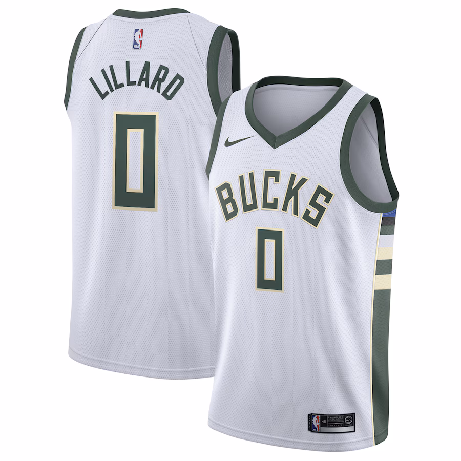 Unisex Milwaukee Bucks Damian Lillard Nike White  Swingman Player Jersey - Association Edition - Jersey