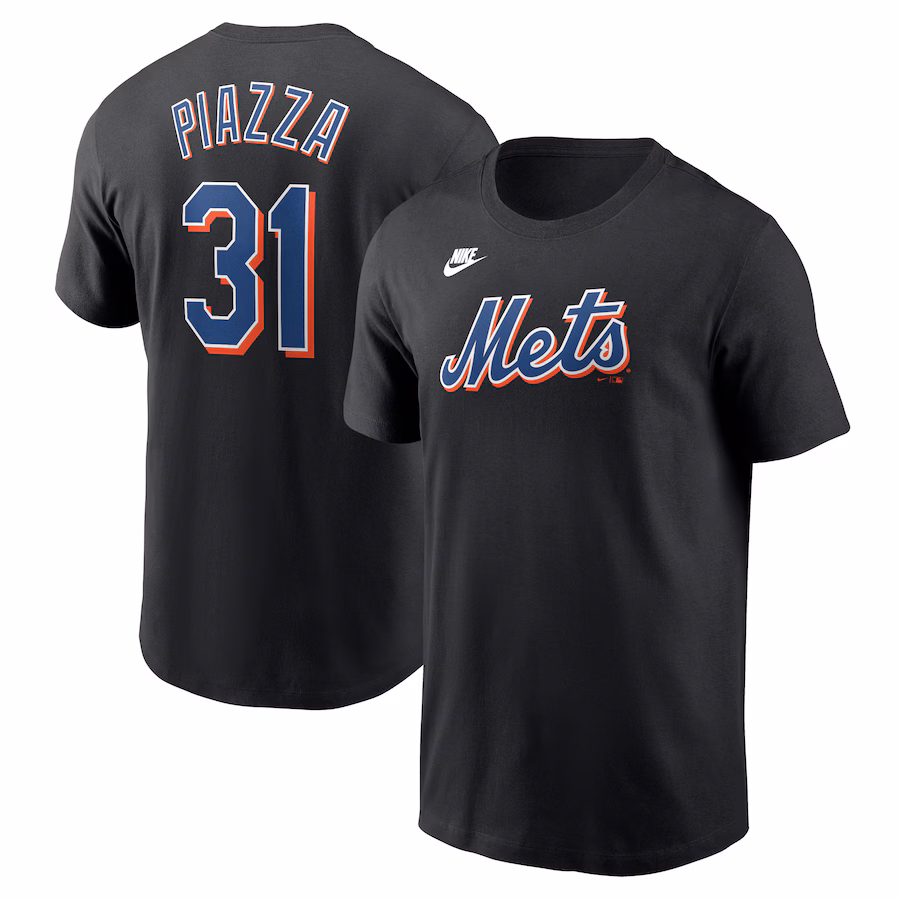 Men's New York Mets Mike Piazza Nike Black Fuse Name & Number T-Shirt - Jersey