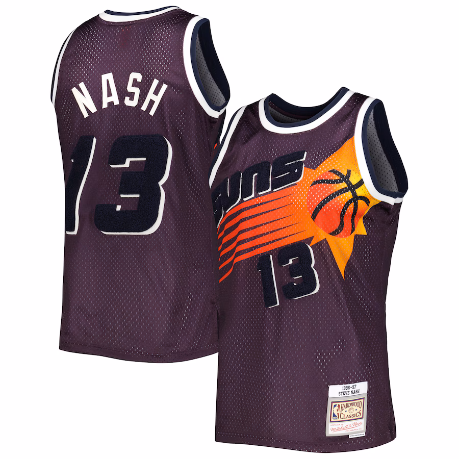 Men's Phoenix Suns Steve Nash Mitchell & Ness Purple 1996/97 Hardwood Classics Off-Court Swingman Jersey - Jersey