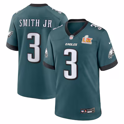 Men's Philadelphia Eagles Nolan Smith Nike Midnight Green Super Bowl LIX Game Player Jersey - Jersey