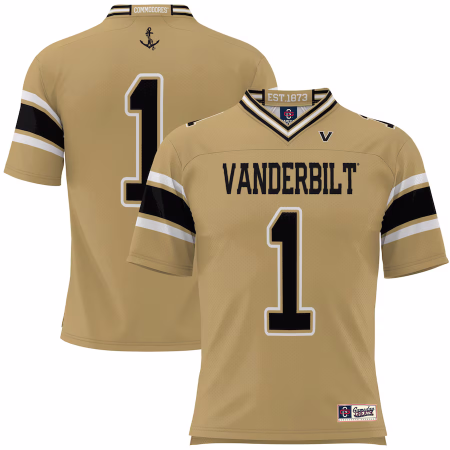 #1 Vanderbilt Commodores GameDay Greats Youth Football Jersey - Gold - Jersey