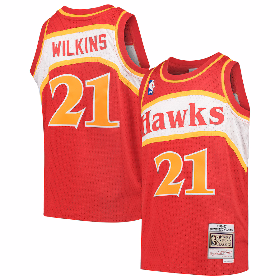 Youth Atlanta Hawks Dominique Wilkins Mitchell & Ness Red 1986/87 Hardwood Classics Swingman Throwback Jersey - Jersey