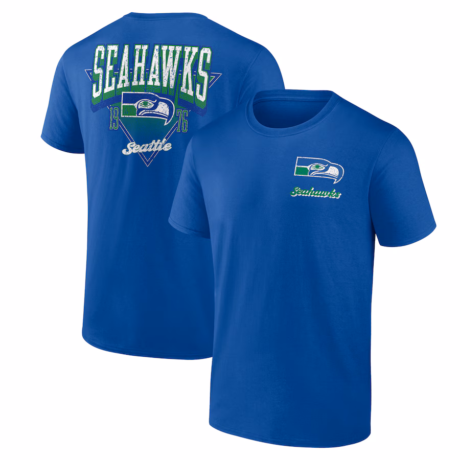 Men's Seattle Seahawks Fanatics Royal Never Over T-Shirt - Jersey