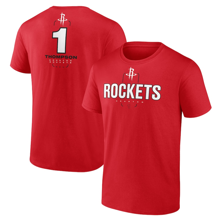 Men's Houston Rockets Amen Thompson Red Behind The Back Name & Number T-Shirt - Jersey