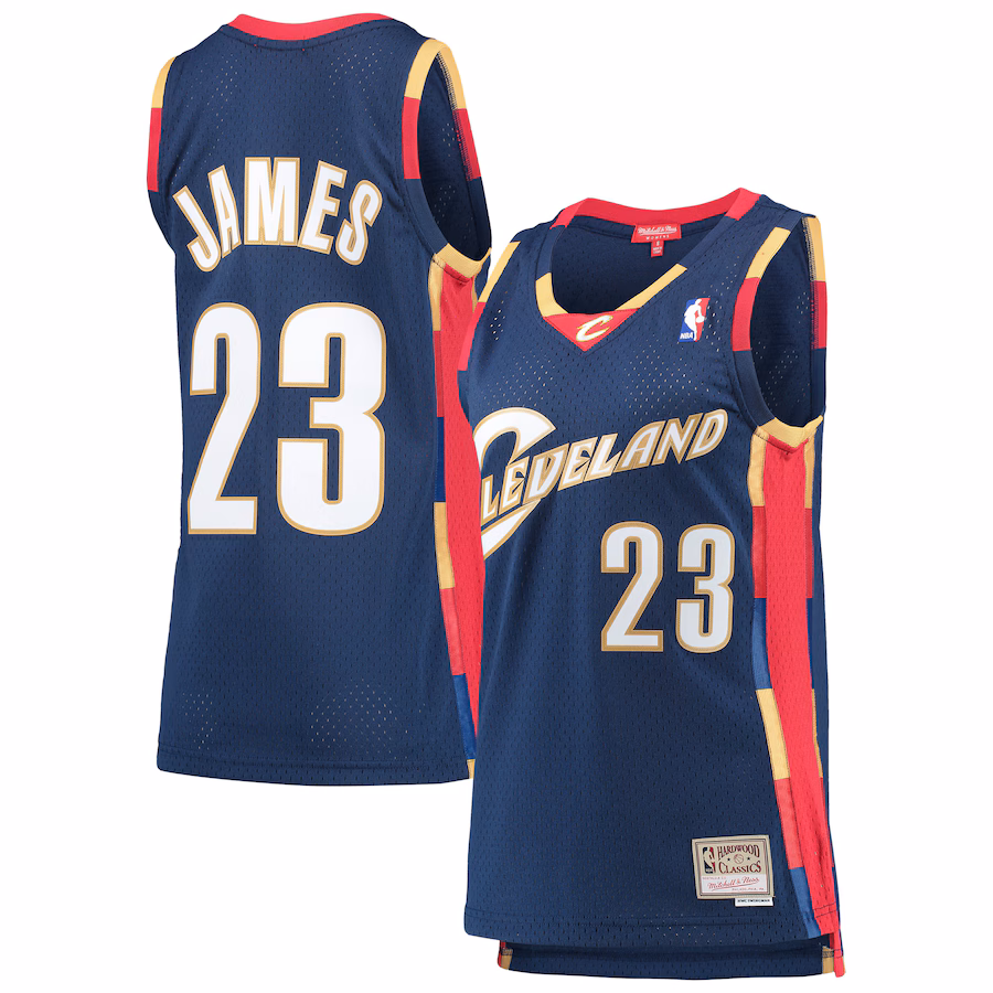 Women's Cleveland Cavaliers LeBron James Mitchell & Ness Navy  Hardwood Classics Swingman Jersey - Jersey