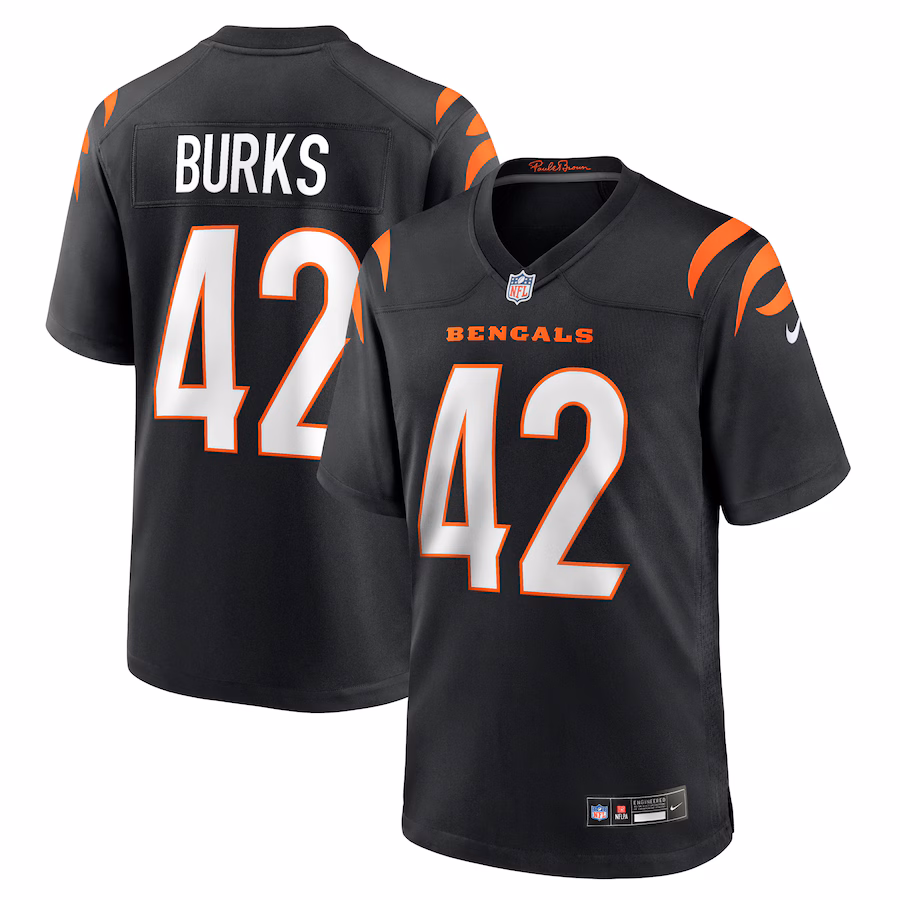 Men's Cincinnati Bengals Oren Burks Nike Black Team Game Jersey - Jersey