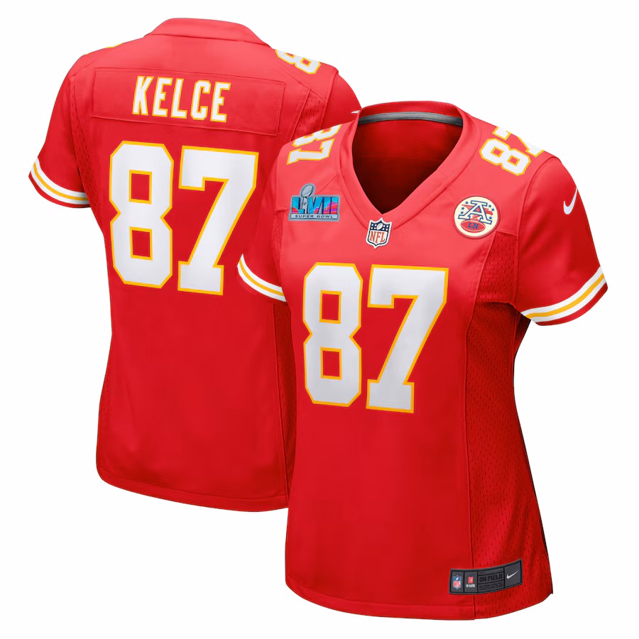 Women's Kansas City Chiefs Travis Kelce Nike Red Super Bowl LVII Patch Game Jersey - Jersey