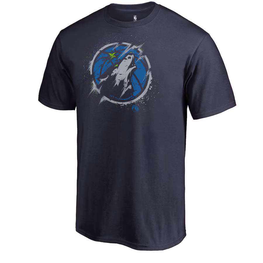 Men's Minnesota Timberwolves Navy Splatter Logo T-Shirt - Jersey