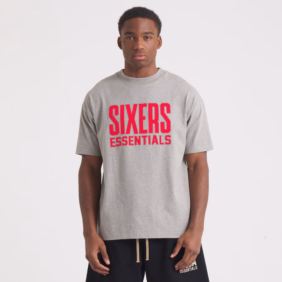 Unisex Philadelphia 76ers Fear of God Gray NBA x ESSENTIALS T-Shirt - Jersey