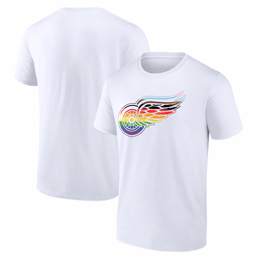 Men's Detroit Red Wings White Team Pride Logo T-Shirt - Jersey