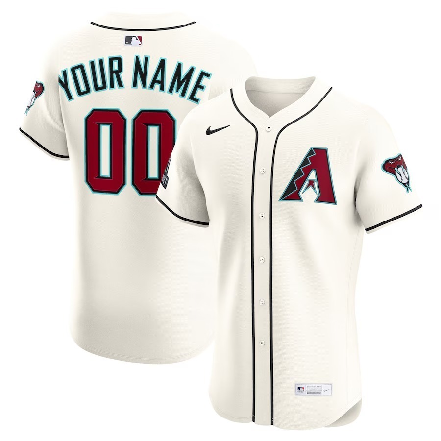 Men's Arizona Diamondbacks Nike Cream Home Elite Sponsor Patch Custom Jersey - Jersey