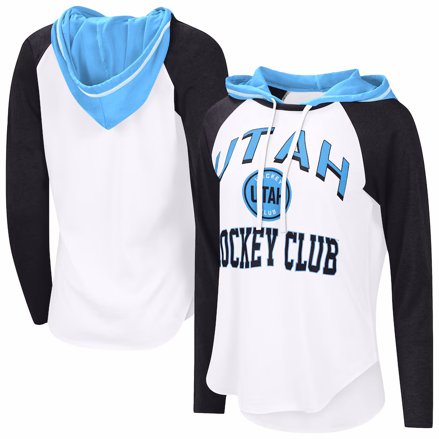Women's Utah Hockey Club G-III 4Her by Carl Banks White VIP Raglan Long Sleeve Hoodie T-Shirt - Jersey