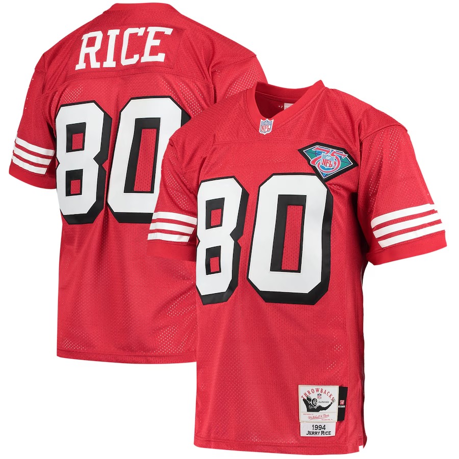 Men's San Francisco 49ers 1994 Jerry Rice Mitchell & Ness Scarlet Authentic Throwback Retired Player Jersey - Jersey