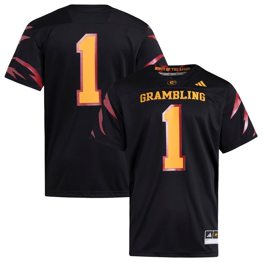 Men's adidas Black Grambling Tigers Premier Strategy Jersey - Jersey