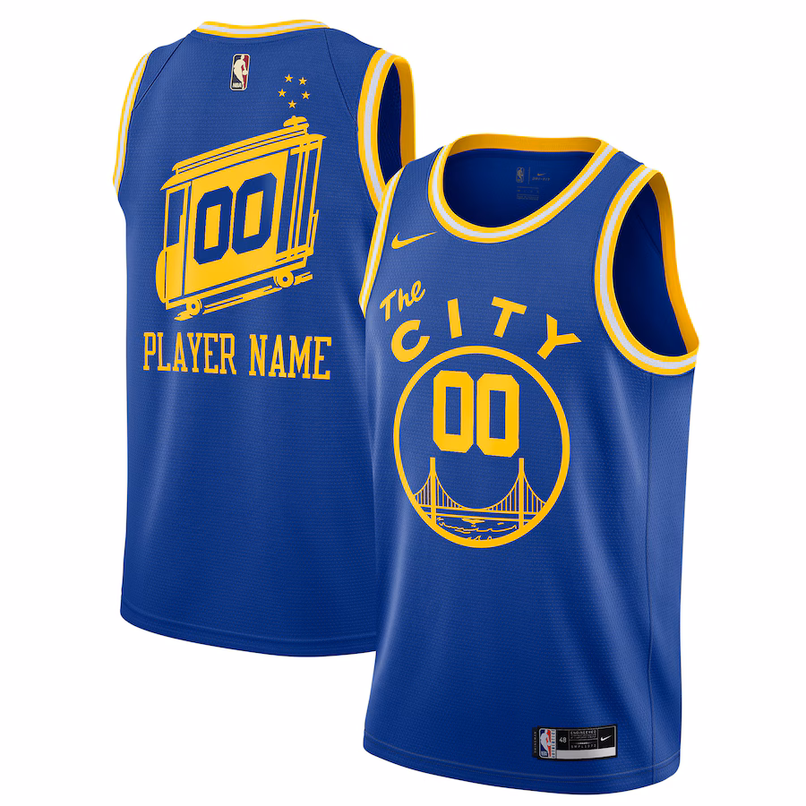 Men's Golden State Warriors Nike Blue 2020/21 Hardwood Classics Swingman Custom Jersey - Jersey