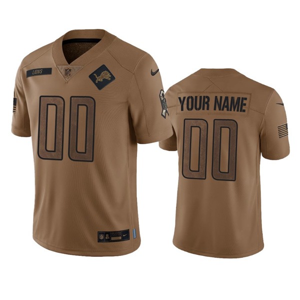 Men's Detroit Lions Active Player Custom 2023 Brown Salute To Service Limited Football Stitched Jersey - Jersey