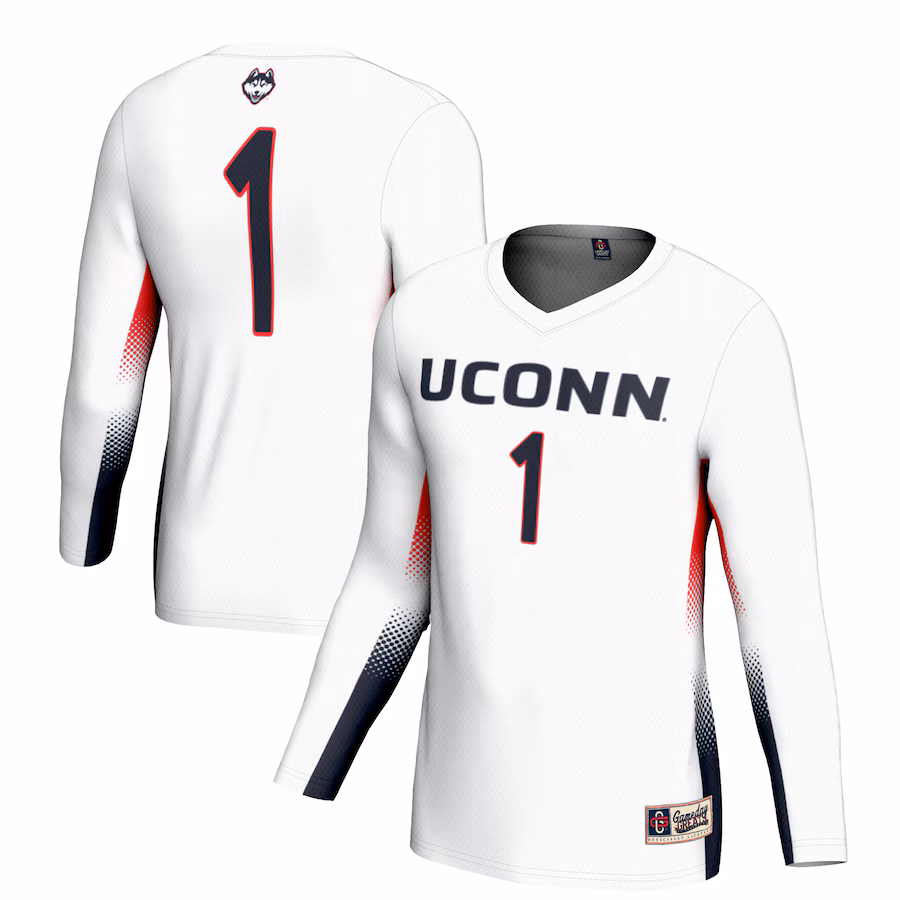 Youth GameDay Greats #1 White UConn Huskies Lightweight Women's Volleyball Jersey - Jersey
