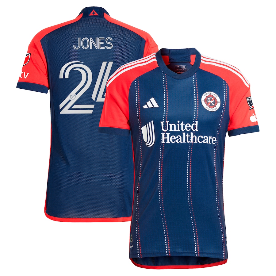 Men's New England Revolution DeJuan Jones adidas Navy 2024 Boston Tea Party Authentic Player Jersey - Jersey