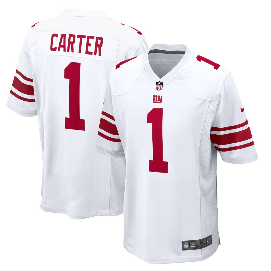 Men's New York Giants Abdul Carter Nike White First Round Pick Game Jersey - Jersey