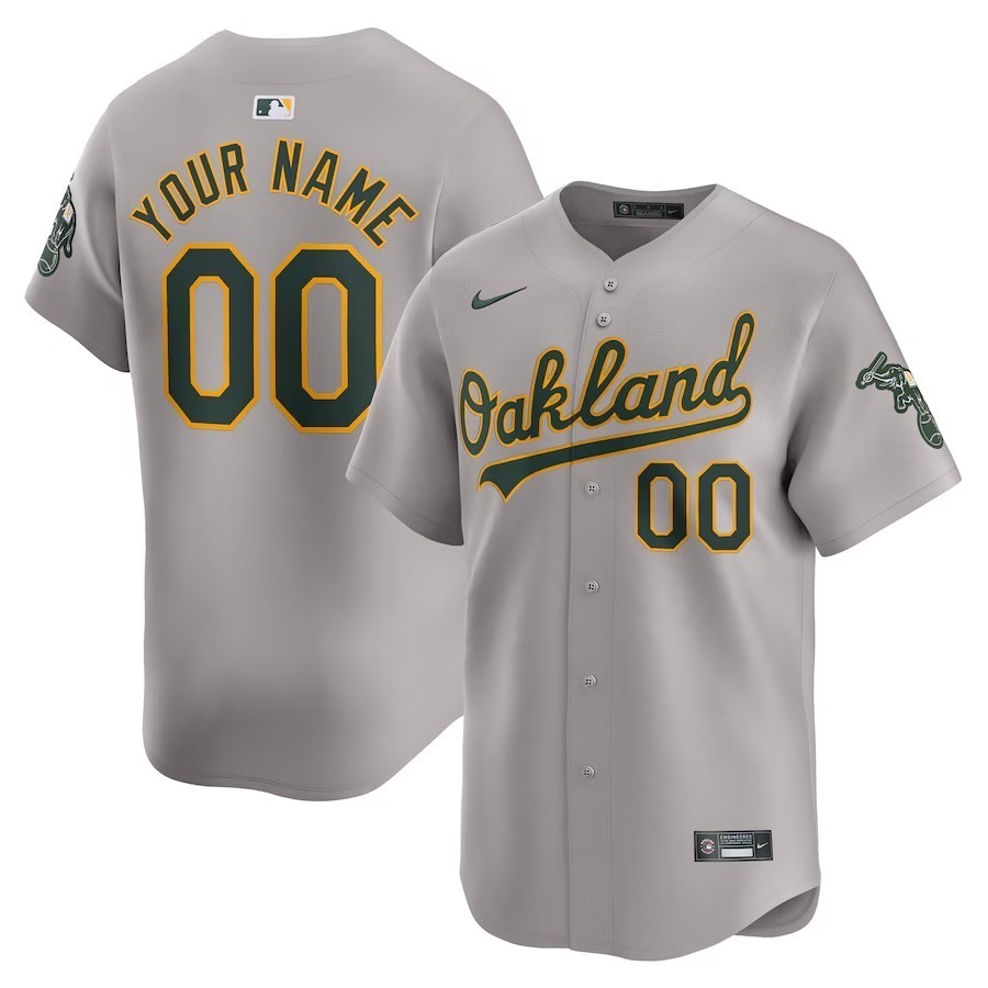 Men's Oakland Athletics  Nike Gray Away Limited Custom Jersey - Jersey