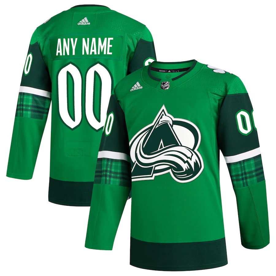 Men's Colorado Avalanche adidas Kelly Green St. Patrick's Day Authentic Custom Jersey - Jersey