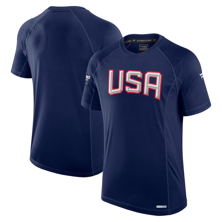 Men's USA Fanatics Athletic Navy 2025 4 Nations Face-Off Authentic Pro Tech T-Shirt - Jersey