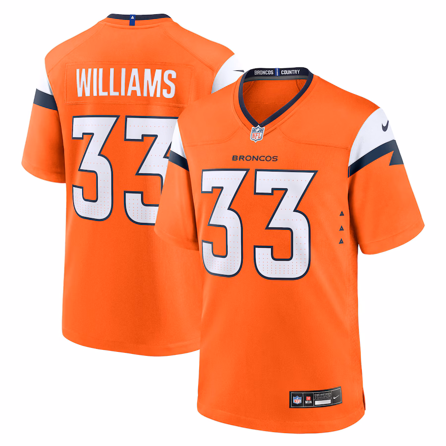 Men's Denver Broncos Javonte Williams Nike Orange Mile High Collection Game Jersey - Jersey