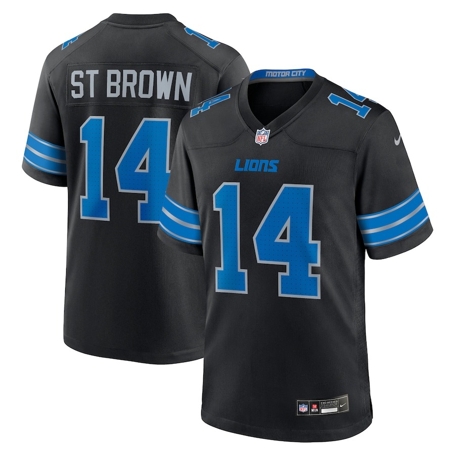 Men's Detroit Lions Amon-Ra St. Brown Nike Black 2nd Alternate Game Jersey - Jersey
