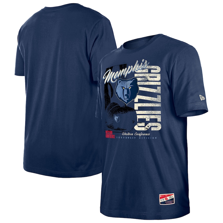 Men's Memphis Grizzlies  New Era Navy Distressed Throwback Vintage Color Pack T-Shirt - Jersey