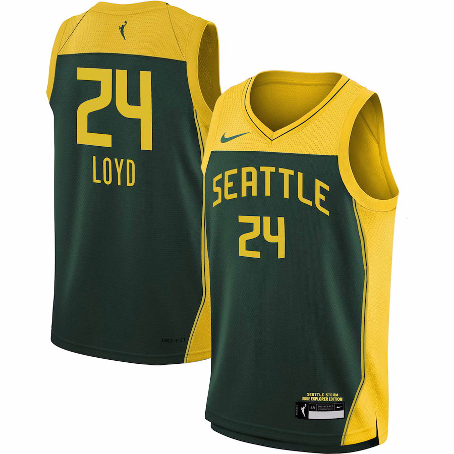 Youth Seattle Storm Jewell Loyd Nike Green 2021 Explorer Edition Victory Player Jersey - Jersey