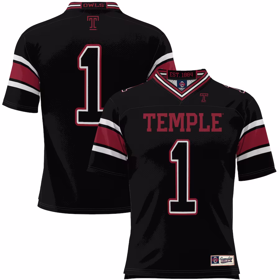 #1 Temple Owls GameDay Greats Youth Endzone Football Jersey - Black - Jersey