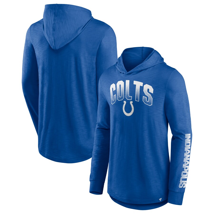 Men's Indianapolis Colts Fanatics Royal Front Runner Long Sleeve Hooded T-Shirt - Jersey