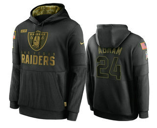 Men's Las Vegas Raiders #24 Johnathan Abram Black 2020 Salute To Service Sideline Performance Pullover Hoodie - Jersey