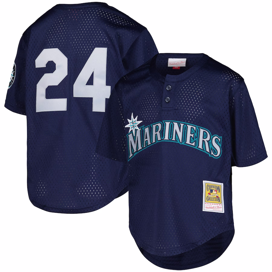 Youth Seattle Mariners Ken Griffey Jr. Mitchell & Ness Navy Cooperstown Collection Mesh Batting Practice Jersey - Jersey