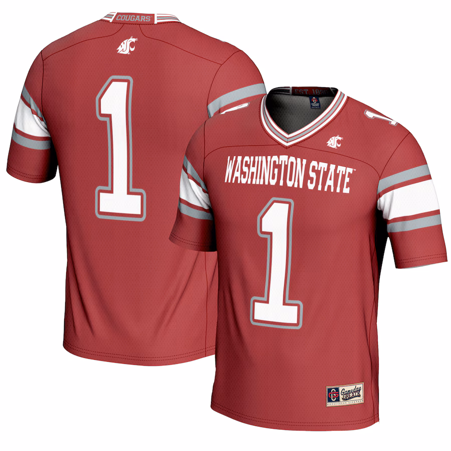 Youth GameDay Greats #1 Crimson Washington State Cougars Endzone Football Jersey - Jersey